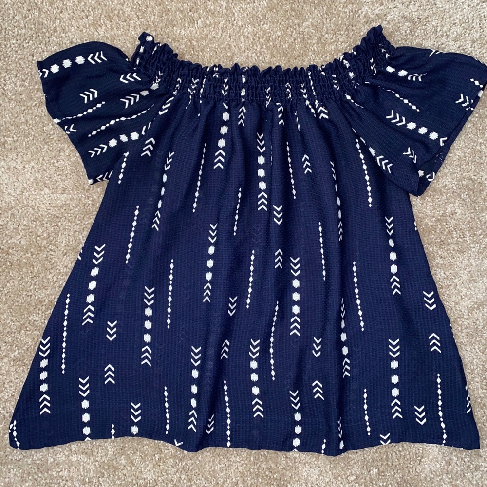 Blue Off the Shoulder Blouse